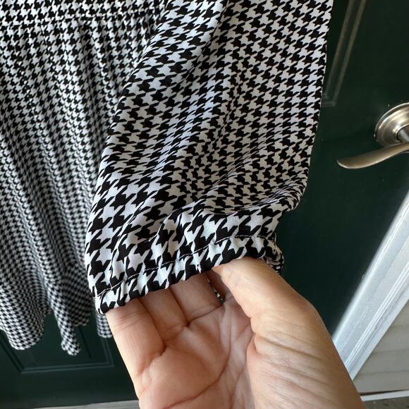 J.Crew Houndstooth Midi Dress 10 Black White Thanksgiving Fall Cottagecore Mod - Picture 3 of 8